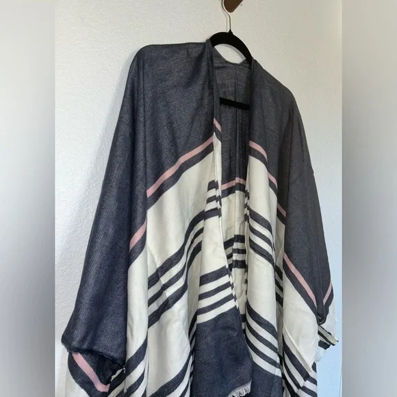 💖5 for $50💖Bench Blue, white and pink Striped Poncho - Picture 11 of 11